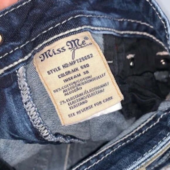 Miss Me Women's Blue Embellished Sequins Mid Rise Jeans 25x30 0419 Women’s Jeans - Picture 2 of 12